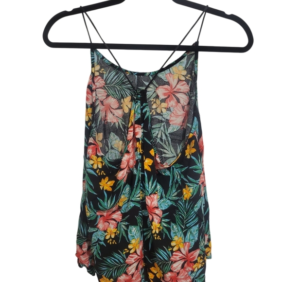 Floral Halter Top - Black with Red and Yellow Accents - Picture 2 of 2